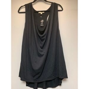 Express One‎ Eleven Tank Top Womens Large Black NEW Cowl Neck Racerback 2417-058